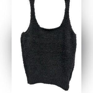 SKIMS Black Fuzzy‎ Tank Top
